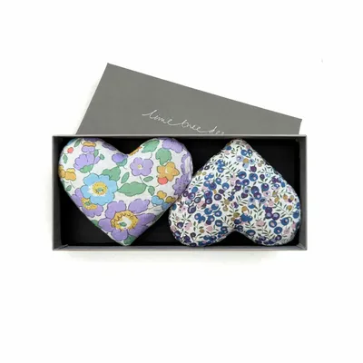 Home fragrances - Box of 2 Cotton Lavender Hearts - Lavender Ladies - LIME TREE DESIGN