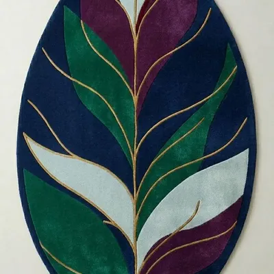 Contemporary carpets - Modern Botanica Leaf Rug — Royal Verdant Area Rug - NUZRAT CARPET EMPORIOUM