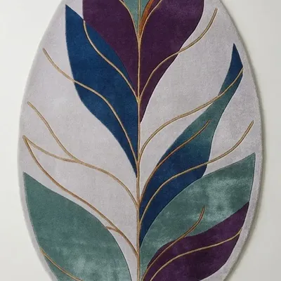 Contemporary carpets - Modern Botanica Leaf Rug — Twilight Flora Area Rug - NUZRAT CARPET EMPORIOUM