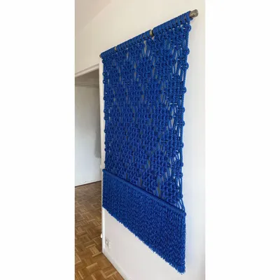 Tapestries - Electric Blue Macramé Wall Hanging – Handcrafted Textile Art - NŒULUXE