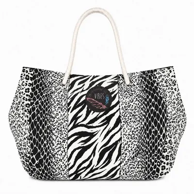 Sacs et cabas - Beach Bag Big Animalier Black&White - BEACH VIBES