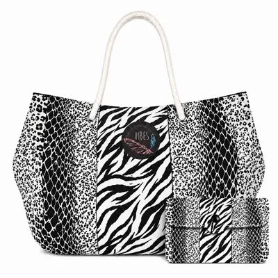Sacs et cabas - Beach Bag Big Animalier Black&White - BEACH VIBES