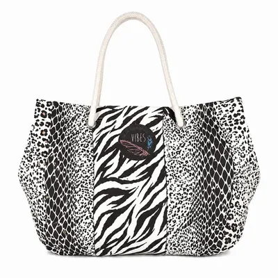 Sacs et cabas - Beach Bag Medium Animalier Black&White - BEACH VIBES