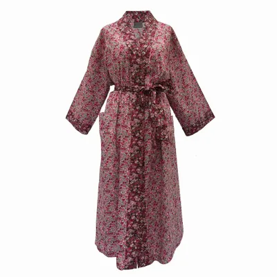 Vêtements de nuit - Peignoir kimono long Poppy Forest, fabriqué en tissu Liberty - LIME TREE DESIGN