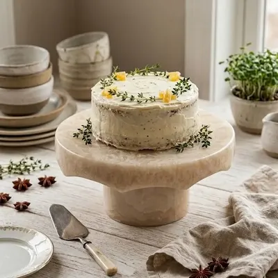 Flatware - Resin Cake Stand | Handmade Pedestal Dessert Display | Vanilla - CASA AMAROSA