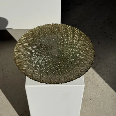 Plateaux - Présentoir à gâteaux sur piédouche en verre effet plumes de paon D33 - OFFICE OBJETS