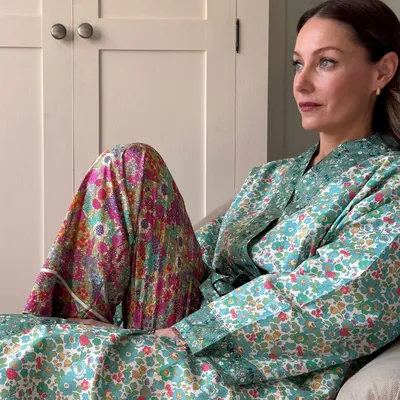 Sleepwear - Long Kimono Robe Green Betsy - Made with Liberty Fabric - LIME TREE DESIGN