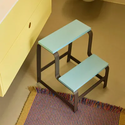 Tabourets - Step Tabouret Bleu/Marron - HÜBSCH