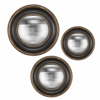 Decorative objects - SET OF 3 BLACK CONVEX ROUND MIRRORS 16, 19, 23CM - EMDE