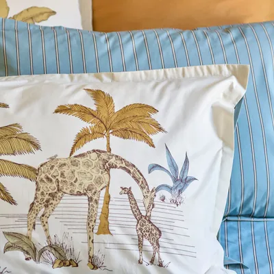 Linge de lit - PARURE DE LIT IMPRIMÉE EN PERCALE DE COTON OASIS - SYLVIE THIRIEZ