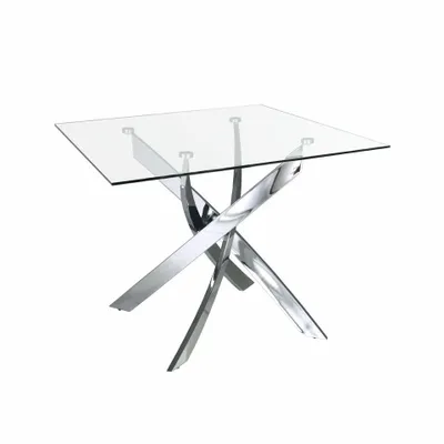 Dining Tables - Square tempered glass and chrome steel dining table - ANGEL CERDÁ