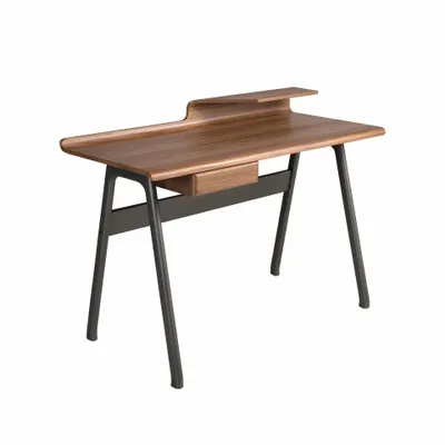 Bureaux - Bureau en noyer et fibre de verre couleur gris foncé métal - ANGEL CERDÁ