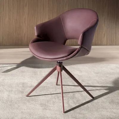 Chairs - Copper brown leatherette swivel chair - ANGEL CERDÁ