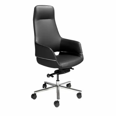 Chaises - Chaise de bureau pivotante en similicuir noir - ANGEL CERDÁ