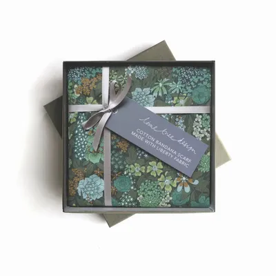 Scarves - Cotton Square Bandana Scarf: Made from Liberty Fabric Ciara Green - LIME TREE DESIGN