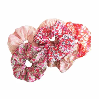 Accessoires cheveux - Assortiment de 6 chouchous en coton rose - Collection Liberty - LIME TREE DESIGN