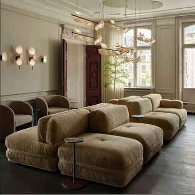 Canapés pour collectivités - Canapé Modulaire sur-mesure BANDA en Velours Mohair, option COM/COL - DUISTT