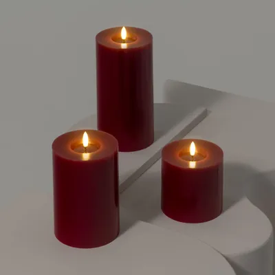 Éclairage LED - Classic Pillar Candle - Cranberry Red - PIFFANY COPENHAGEN