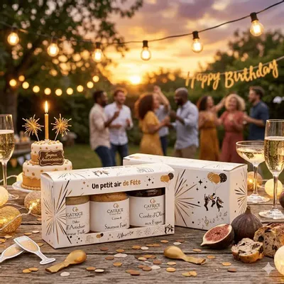 Delicatessen - BOX Un petit air de Fête A Festive Air BOX Truffle flavoured chickpea spread 80g Smoked salmon spread 80g Candied red Onions 100g (or Candied Onions with figs) - CATRICE GOURMET