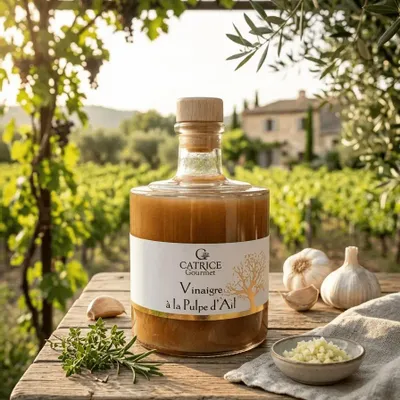 Épicerie fine - Vinaigre pulpe d'ail Bouteille empilable 25cl Nouveauté 2026 - CATRICE GOURMET