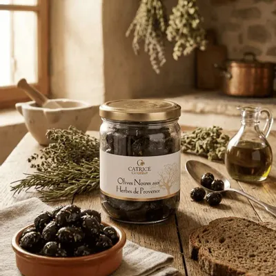 Delicatessen - Black olives with herbes de Provence230g - CATRICE GOURMET