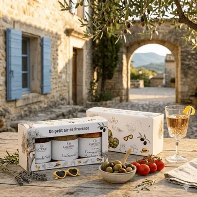 Delicatessen - BOX Un petit air de Provence An air of Provence BOX Black tapenade 80g Sun-dried tomato spread 80g Cod brandade 80g - CATRICE GOURMET