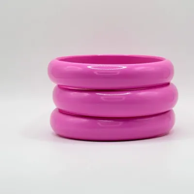 Bracelets - BRACELET EN RÉSINE ROSE BONBON 12 MM - JOLIE JULIE