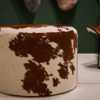 Assises pour bureau - Grand pouf circulaire en peau de vache - ECUIRA