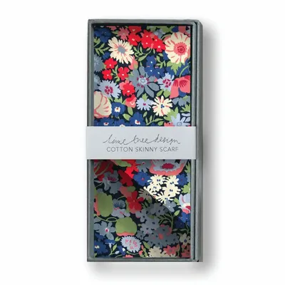 Scarves - Skinny Scarf - Liberty Collection - Thorpe Blue Red - LIME TREE DESIGN
