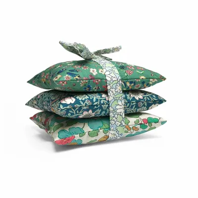 Home fragrances - Stack of 3 Square Liberty Cotton Lavender Sachets - Greens - LIME TREE DESIGN
