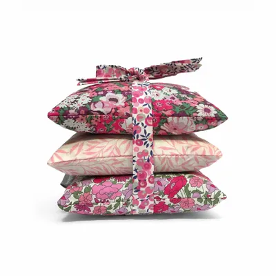 Home fragrances - Stack of 3 Square Liberty Cotton Lavender Sachets - Pink - LIME TREE DESIGN