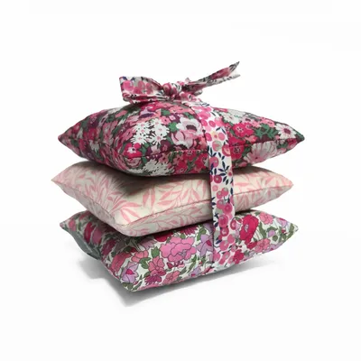Home fragrances - Stack of 3 Square Liberty Cotton Lavender Sachets - Pink - LIME TREE DESIGN