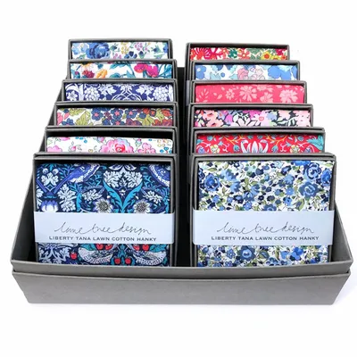 Apparel - 12 single Liberty Tana Lawn Hankies - LIME TREE DESIGN