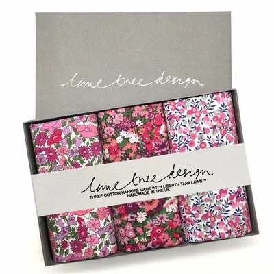 Apparel - 3 Hankies made with Liberty Tana Lawn - Tickled Pink - LIME TREE DESIGN