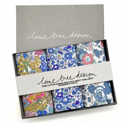 Apparel - 3 Hankies made with Liberty Tana Lawn - Cornflower - LIME TREE DESIGN
