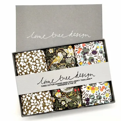 Apparel - 3 Hankies made with Liberty Tana Lawn - Greengage - LIME TREE DESIGN