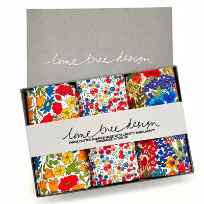 Apparel - 3 Hankies made with Liberty Tana Lawn - Poppy Field - LIME TREE DESIGN