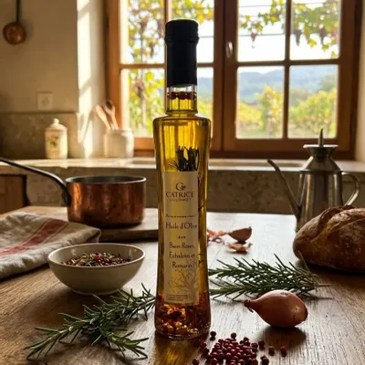 Delicatessen - Olive oil with pink peppercorns, shallots & rosemary - CATRICE GOURMET