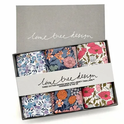 Apparel - 3 Hankies made with Liberty Tana Lawn - Lavender Hill Mob - LIME TREE DESIGN