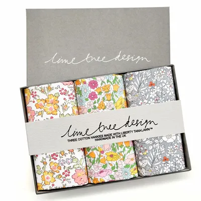 Apparel - 3 Hankies made with Liberty Tana Lawn - Saffron - LIME TREE DESIGN