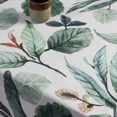 Linge de table textile - Nappe Paju Halflinen verte 145 x 250 cm - PENTIK