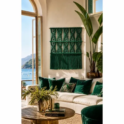 Tapestries - Green Handcrafted Macramé Wall Hanging - NŒULUXE