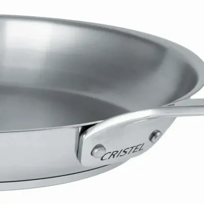 Frying pans - 1826 Brushed Stainless Steel Frying Pan with Polished Fixed Handle - CRISTEL