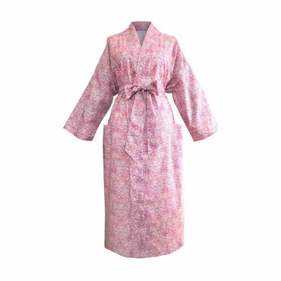 Vêtements de nuit - Peignoir kimono long Strawberry Thief : fabriqué en tissu Liberty - LIME TREE DESIGN