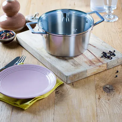 Stew pots - 1826 Brushed Stainless Steel Stockpot with Glass Lid - CRISTEL