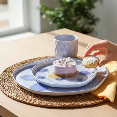Everyday plates - Aqua Dot Dessert Plate - LALI DESIGN STUDIO