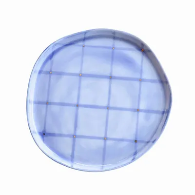Everyday plates - Aqua Grid Dessert Plate - LALI DESIGN STUDIO