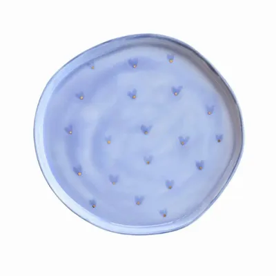 Everyday plates - Aqua Heart Dessert Plate - LALI DESIGN STUDIO