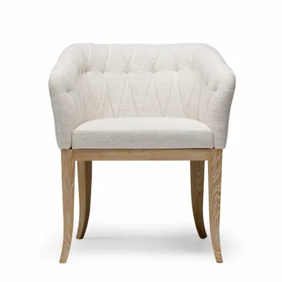 Chaises pour collectivités - Chaise Isabella dossier capitonné, pieds chêne blanchi cérusé - DUISTT