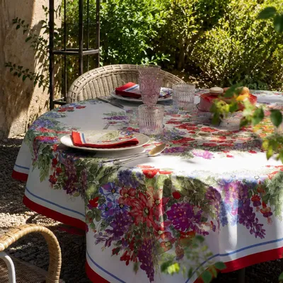 Linge de table textile - Nappe en satin de coton Bougainvilliers - BEAUVILLÉ
